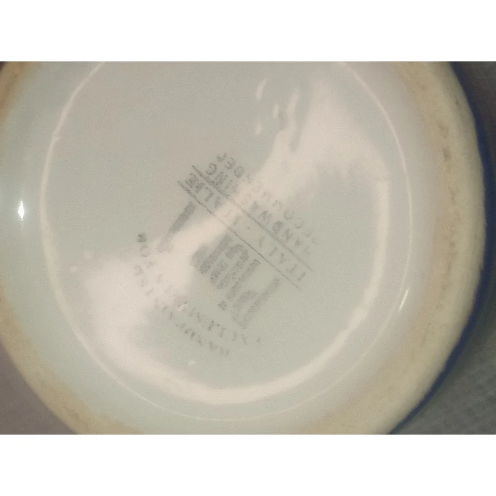 Pier One Italy Hand‎ Painted Coffee Mugs Set of 4 Blue Stripe